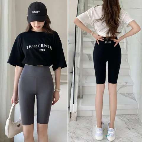 여성 하이웨스트 심리스 요가 필라테스 5부 레깅스