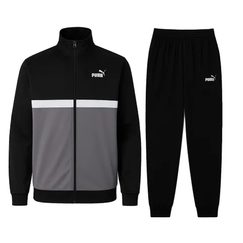 푸마 PUMA 컬러블록 트랙수트 남성 트레이닝 세트 운동복 짐웨어 런닝복 블랙 그레이 684850-01 +할인쿠폰