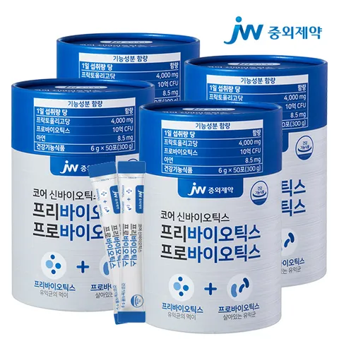 [JW중외제약] 코어 신바이오틱스 프리바이오틱스 프로바이오틱스 유산균 4통 (200포)