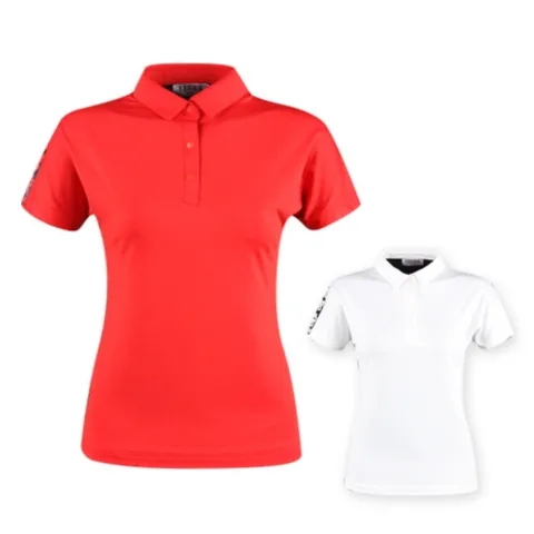 여성 봄 여름 골프웨어 배색 스윙 카라 반팔 티셔츠