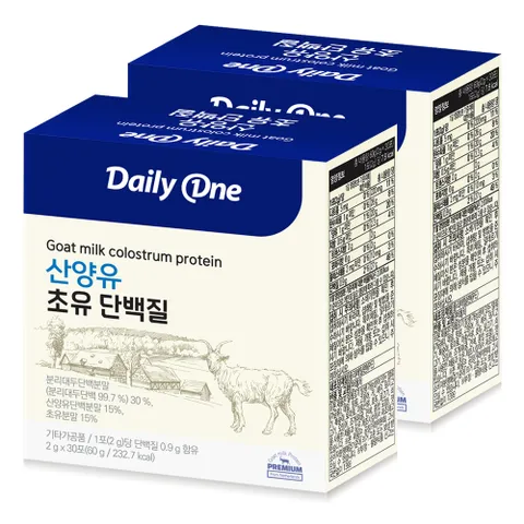 데일리원 산양유 초유 단백질 스틱 프로틴 분말 우유맛 파우더 2통