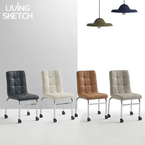 [리빙스케치] 델리 엠보 쿠션 B형 실리콘 레더 바퀴 체어 업소용 식탁의자 학생 사무용