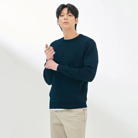 [하프클럽/체이스컬트]남성 변형 조직 라운드 스웨터-DARK5211B0G