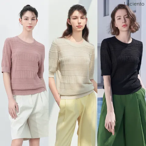 [ ★글리터 포인트 썸머 니트 특.급.최.저.가 ★][론칭가 79900] 라씨엔토 SUMMER 글리터 반팔 니트 3종