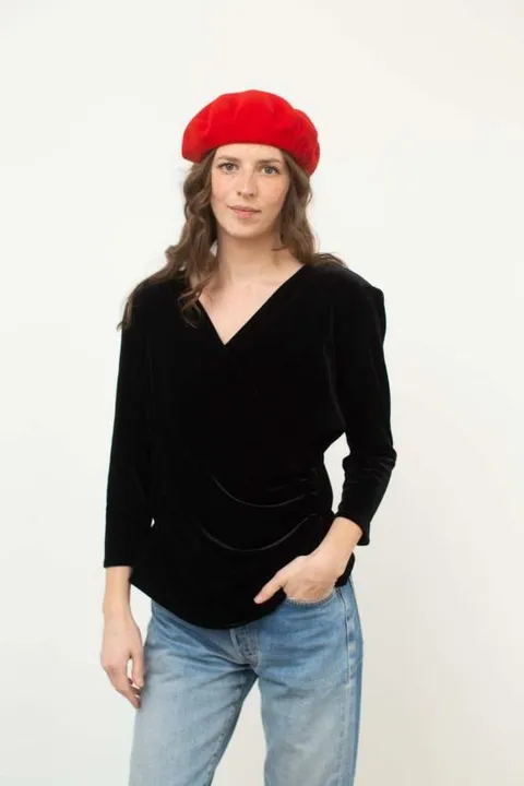 해외배송 빈티지 블라우스 벨벳 탑 블랙 +할인쿠폰