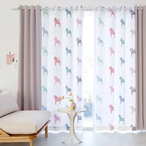 피핀플라이+솔리드 긴창 암막커튼4장