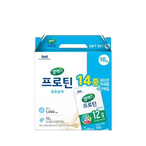 [선물세트]셀렉스 마시는 프로틴 음료 로우슈거 1박스 [190ml x 총 16팩]