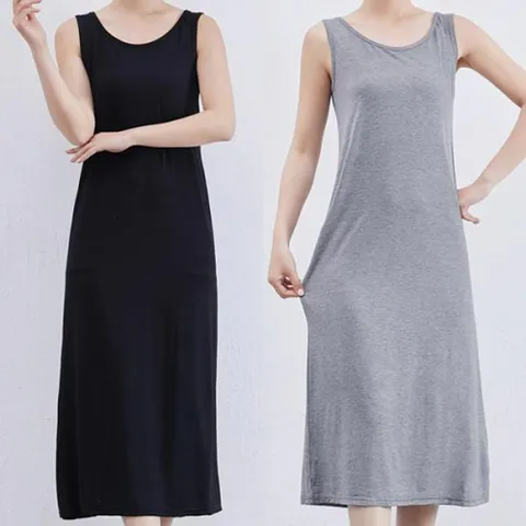 여성용 슬림핏 민소매 원피스 라운드넥 데일리