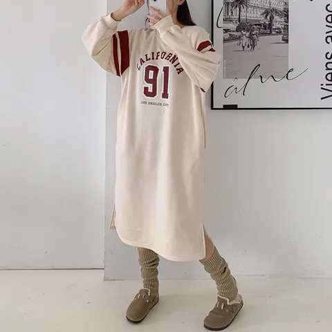 H스타일(OP)나인원기모원피스 가을 겨울 여성 기모 OPS 홈웨어 오피스 루즈핏