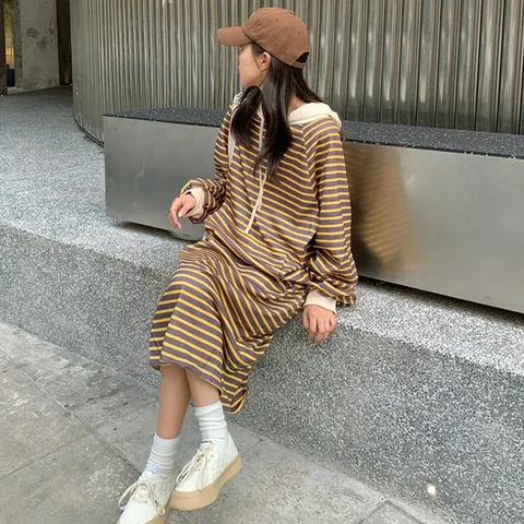 [무드무드] 로잔 왕기모 후드 단가라 원피스