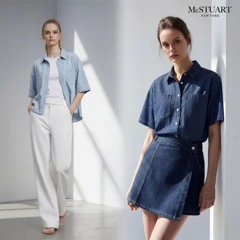 [ ★데님셔츠2종 초특가★][McSTUART] 맥스튜어트 데님 반팔 셔츠2종(여) +무이자3개월