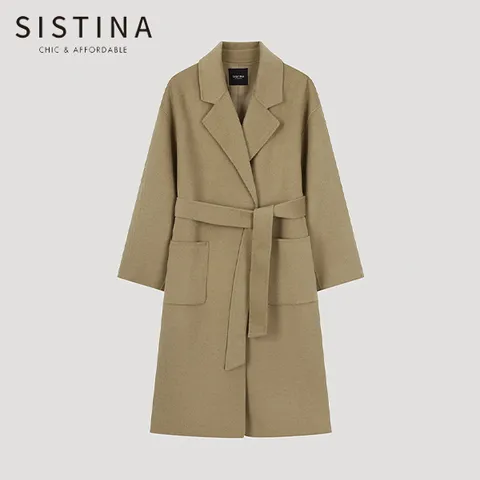 [시스티나] 신상 벨티드 울 핸드메이드 롱 코트_AWHCTO41150_DB +할인쿠폰