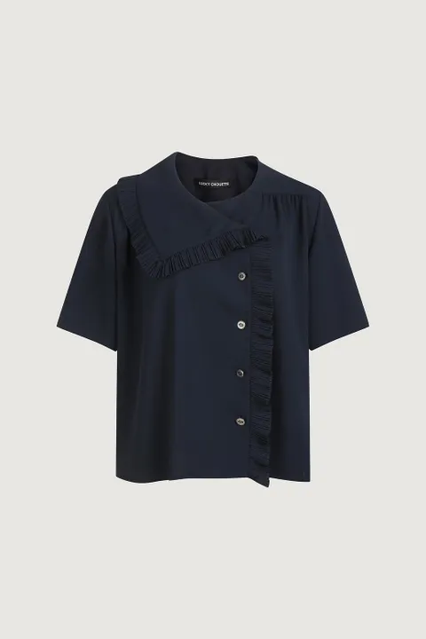 [현대백화점] [럭키슈에뜨] [아울렛] 여성 플리츠 카라 반팔 블라우스 2color / 2size LYSAM26400