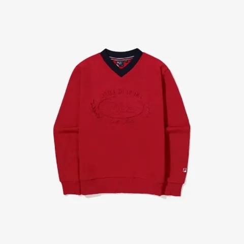 휠라긴팔티 GQT FS2POG3362F-DRD 테니스 브이넥 맨투맨 +할인쿠폰