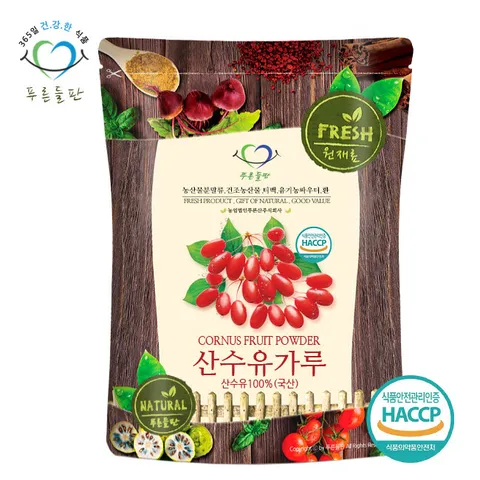 [푸른들판] 국내산 씨제거 산수유 분말 가루 500g 1봉 100프로