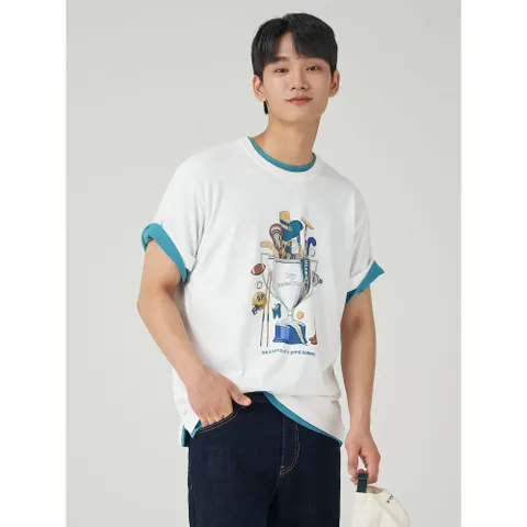 [빈폴] 23F/W [Print Bakery] 그래픽 반팔 티셔츠  화이트 BC3742KP11 +할인쿠폰