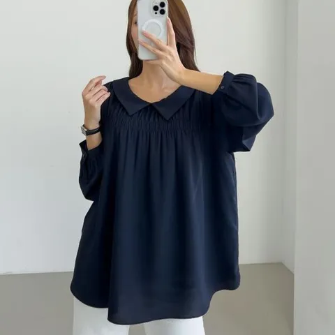 아트박스/신상오픈런 엠파이어셔링 카라 에이라인 흰블라우스 봄셔츠 +할인쿠폰