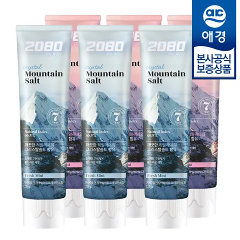 [애경] 2080 히말라야 마운틴 퓨어 솔트 치약 120g x6개 +칫솔1입 증정