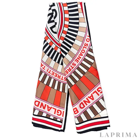 [BURBERRY] 버버리 타일 프린트 실크 스퀘어 스카프 8056031