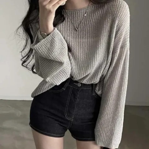 |CCT9FED|여성용 데일리 패션 여리핏 시스루 니트
