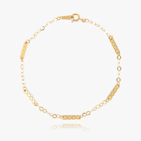엘렌쥬얼리 14K 할로우 엑스 도트 참 체인 금 팔찌