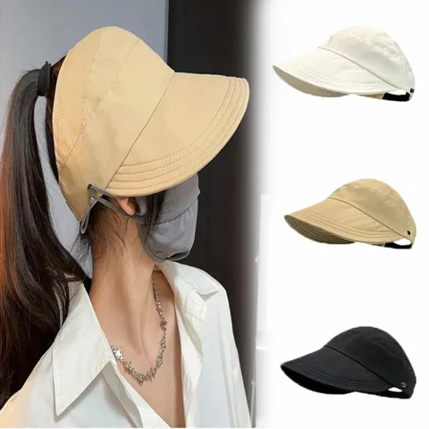 여자 뒤 뚫린 오픈형 선캡 챙 넓은 썬캡 마스크걸이