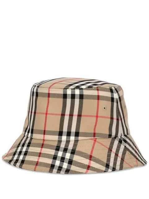 라프리마 버버리 빈티지 체크 코튼 블렌드 버킷 햇 모자 8026927
