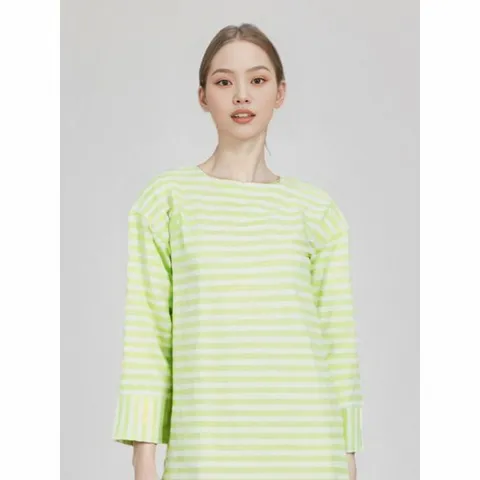 [하프클럽/이앤씨]EnC 그린 마린 단가라 티셔츠 ENLW31201J