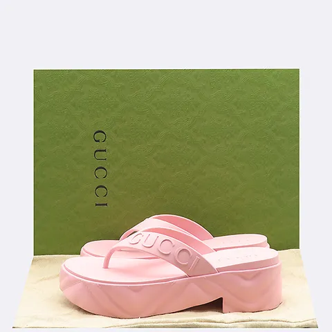 [중고] 구찌 746334 핑크 T-스트랩 플랫폼 샌들 K29096GU +할인쿠폰