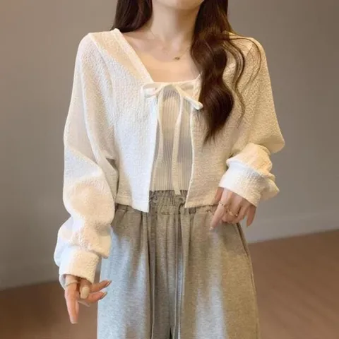아트박스/신상오픈런 여성 여름 시스루 리본 스트랩 가디건 볼레로 +할인쿠폰