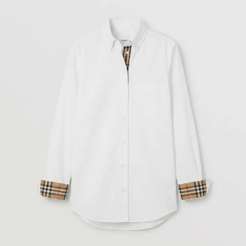 버버리 LAPWING 체크 포인트 여성 코튼 셔츠 화이트 80678131 +할인쿠폰