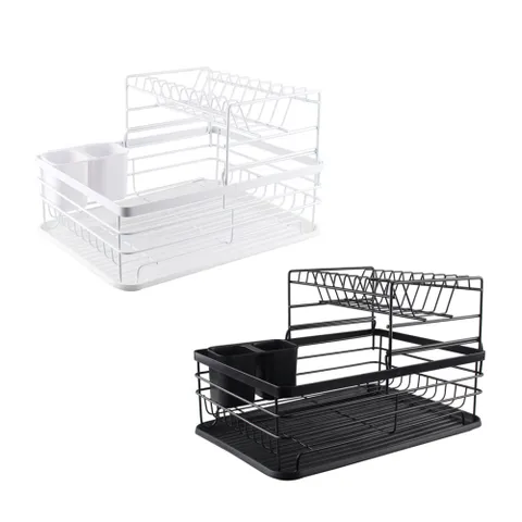 생활살림 싱크대정리 2단 철제 식기건조대 접시 수저 꽂이