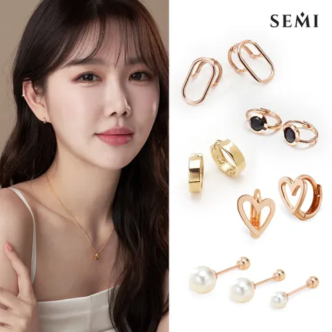 [새미쥬얼리] 14k 골드 진주 피어싱 스와로브스키