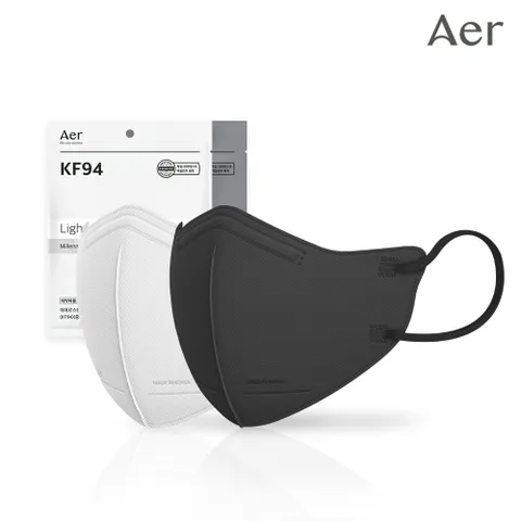 아에르 스탠다드 라이트핏 KF94 새부리형 컬러 마스크 30매 [대형 / 중형] [화이트 / 블랙] - 현대Hmall
