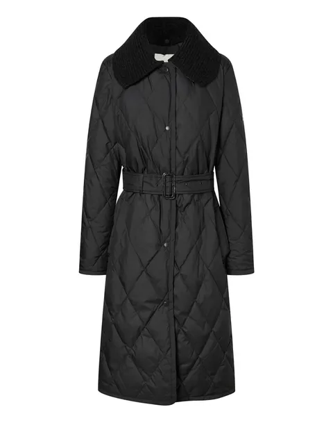 [헤지스 여성] [24FW] HSJU4D908BA 구스다운 블랙 다이아퀼팅 탈착 카라 롱 중량 +할인쿠폰