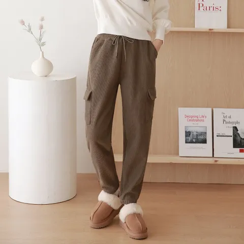 H스타일(CC)융기모골덴카고건빵조거 겨울 여성 융기모 코듀로이 밴딩팬츠 조거 슬랙스 배기
