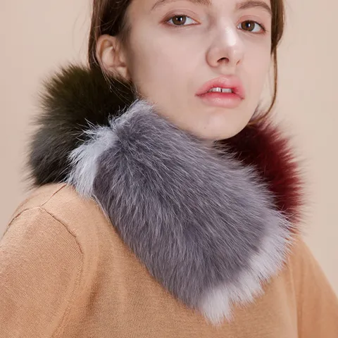 [앙스블랑] 사가폭스 퍼 모피 배색 머플러 여우 목도리 083