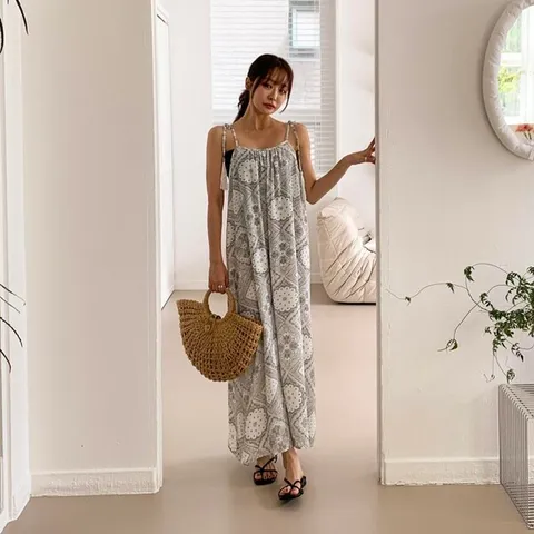 [하프클럽/다잇템]여자 SS 슬리브리스 U넥 페이즐 원피스