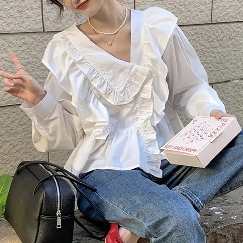 [무드무드] 그리나 프릴 블라우스