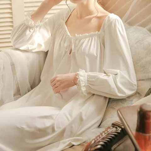 잠옷 파자마 홈웨어 빅사이즈 긴팔 원피스 실크 공주 여성 +할인쿠폰