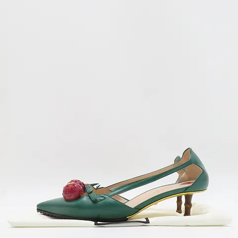 [중고] 구찌 그린 레더 체리 펌프스 여성 구두 - 36½사이즈 [235MM] K28737GU +할인쿠폰