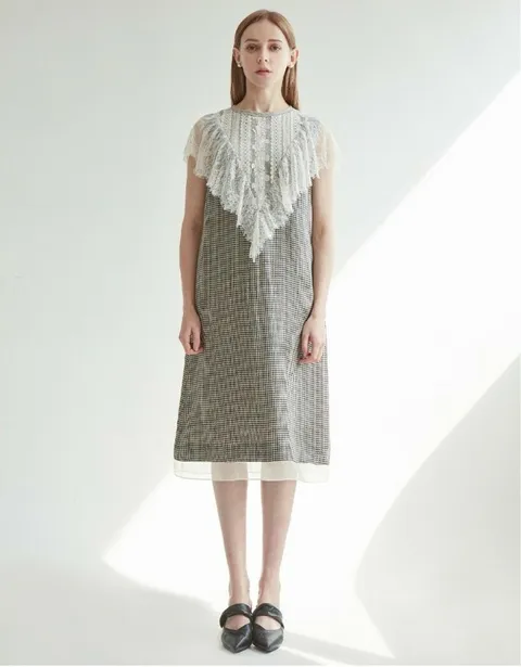 [현대백화점] [손정완] 하운드 투스 레이스 원피스 ZOP3232011