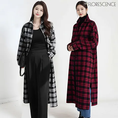 [플러스샵][플로레센스]멜린타탄체크롱셔츠원피스2종