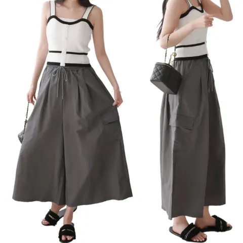 제니유 여름 여성 바스락 와이드 카고 벌룬 치마 팬츠 통바지