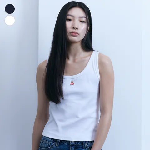 [현대백화점] [게스진]게스 OP2K5417 여성 하트베어 골지 나시 티셔츠 +할인쿠폰