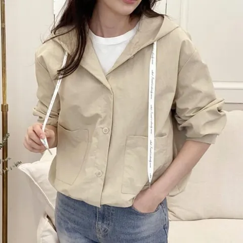 아트박스/신상오픈런 숏점퍼 후드 레터링 끈조절 봄야상 스토퍼 +할인쿠폰