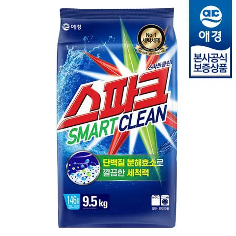 [애경] 스파크 세탁세제 리필 9.5kg x1개 (가루세제)