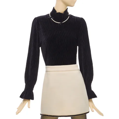 [현대백화점] [FOCUS] 블루레이스 스모크주름벨벳블라우스_PBBF3W1BL5061 +할인쿠폰