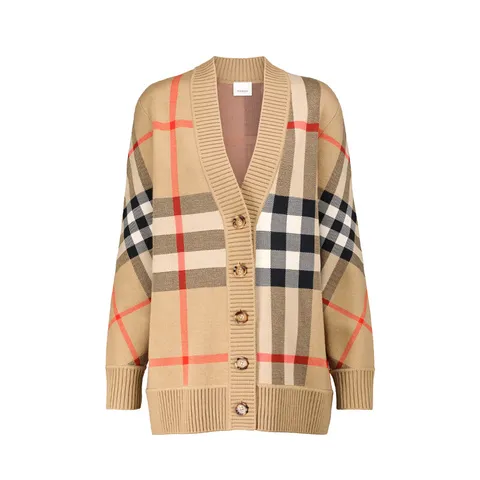 25SS 버버리 여성 체크 테크니컬 울 자카드 가디건 아카이브 베이지 8039153 A7026 +할인쿠폰