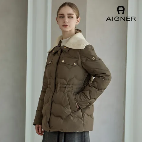 [아이그너] 여성 디테쳐블 카라 덕다운 점퍼_카키 APAIJP24W62WKH - 현대Hmall